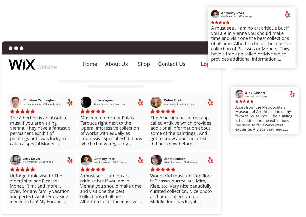 Embed yelp Reviews widget On Wix